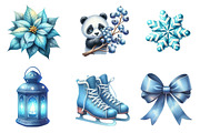 Watercolor Blue Christmas Clipart, an Illustration by CreationArt (Thumbnail 8 of 10)