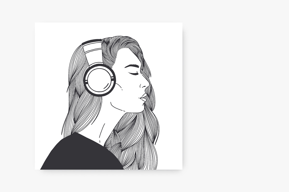 Girl listens to music in headphones, a Person Illustration by Good Studio (Photo 3 of 5)