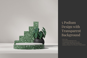 5 Podium with Transparent Background
