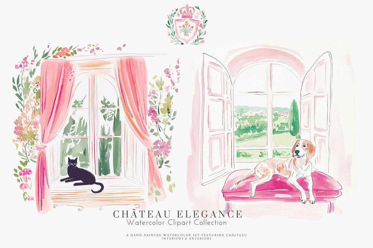 chateau clipart french illustration, a Decorative Illustration by Patishop Art (Photo 2 of 10)
