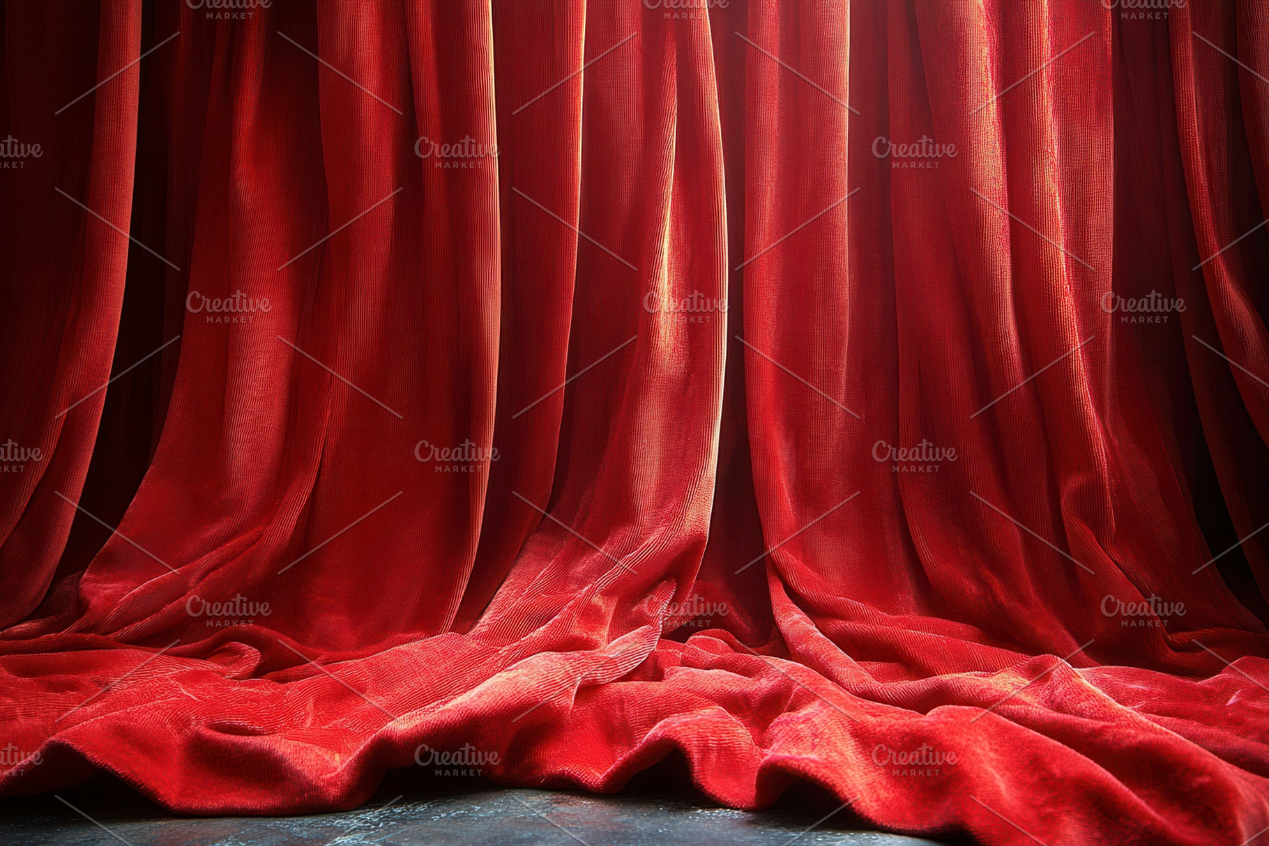 Rich red curtains draping elegantly, a Photo by Tanuart