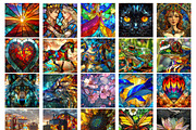 100 Stained Glass Square Coaster, an Object Graphic by M9 Design (Thumbnail 4 of 6)