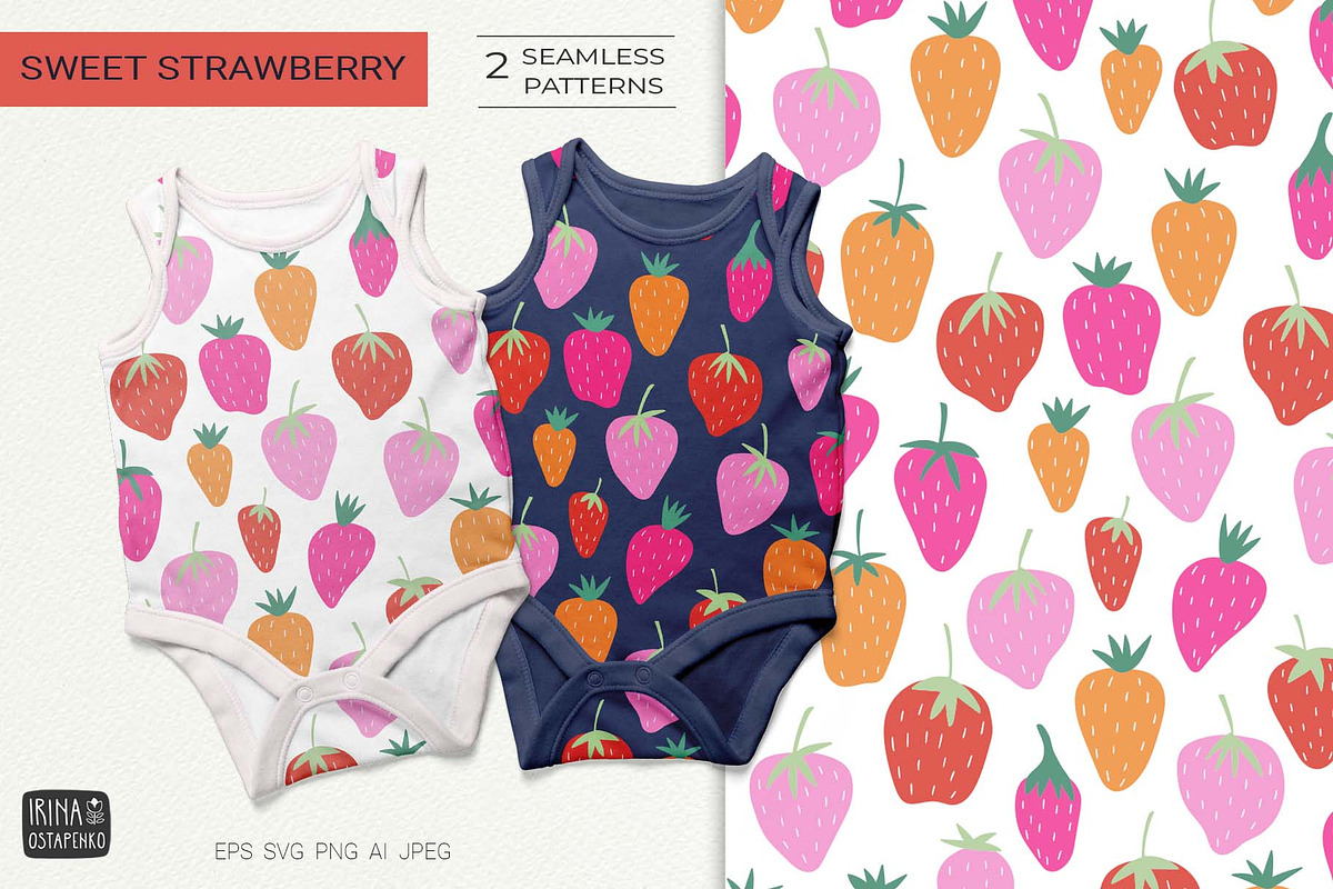 Sweet Strawberry Seamless Patterns, a Pattern Graphic by Irina Ostapenko (Photo 1 of 5)