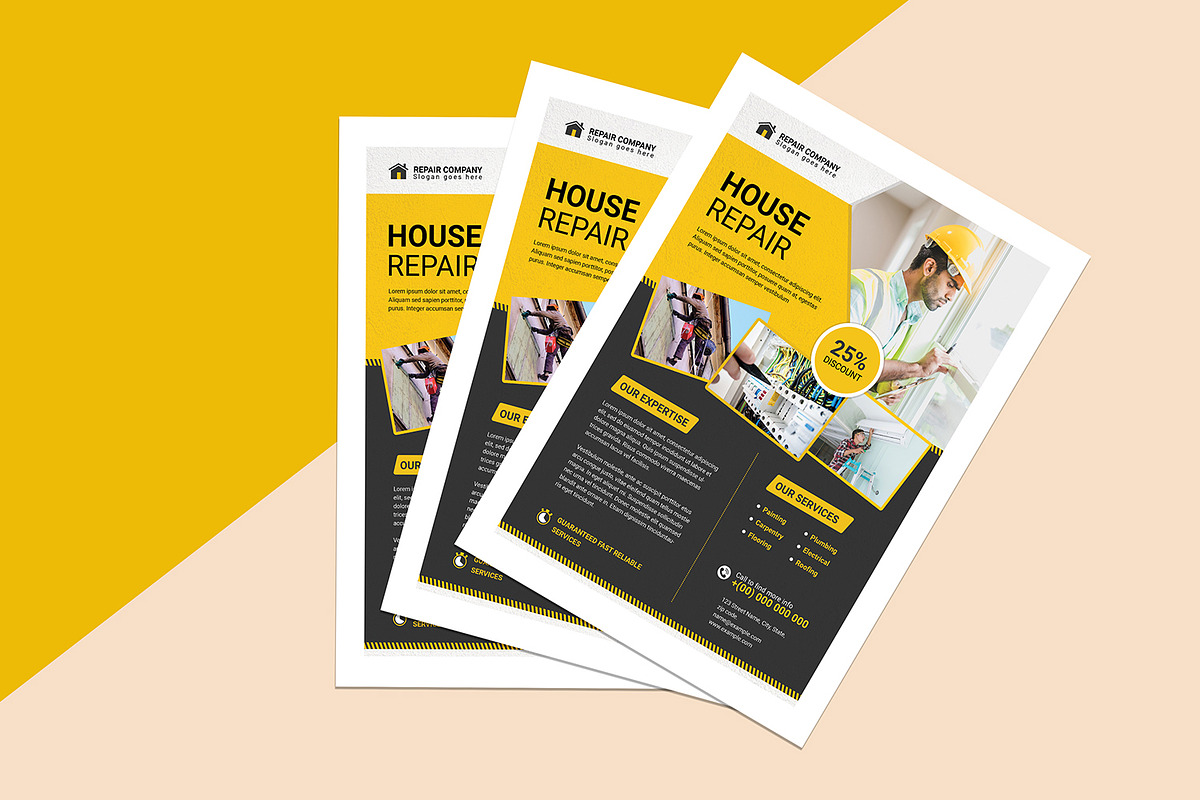 House Repair Service Flyer Template, a Flyer Template by retrographix (Photo 4 of 4)