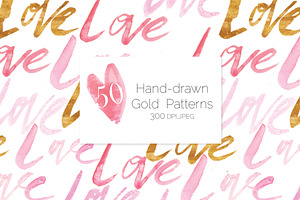 50 gold and pink seamless patterns!