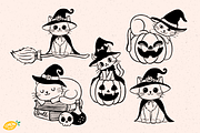 Halloween Cat Hand Drawn PNG Bundle, an Animal Illustration by LemonDesign (Thumbnail 3 of 3)