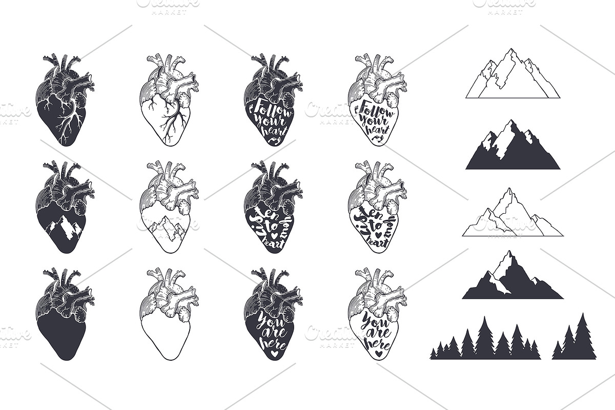 Anatomical hearts & quotes, a Texture Illustration by Librebird (Photo 2 of 8)