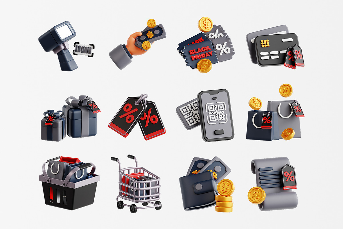 Black Friday Sale 3D Icon Set, an Object 3D Model by Eklip Studio (Photo 2 of 3)