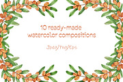 Sea Buckthorn Watercolor Clipart, a Food Illustration by Milla_Zelenyuk_art (Thumbnail 3 of 4)