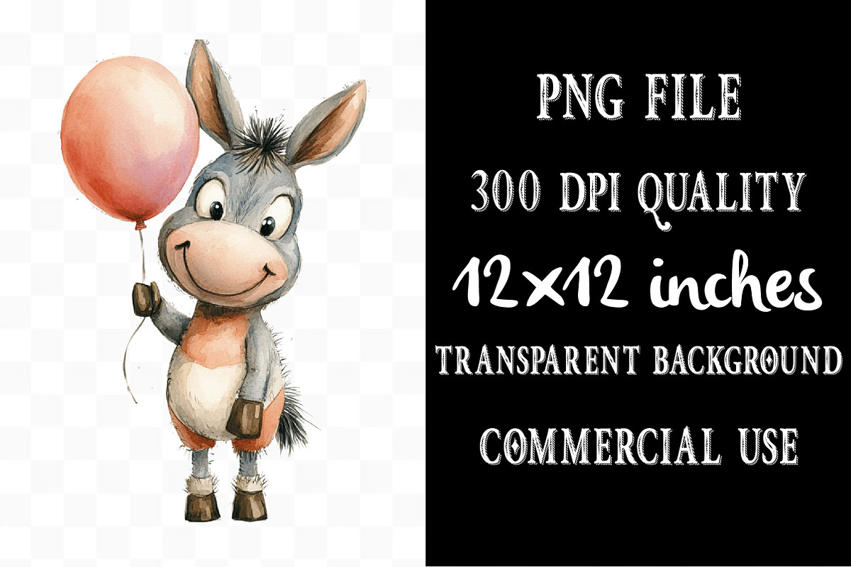 Cute Funny Donkey Sublimation, an Illustration by Designking (Photo 4 of 5)