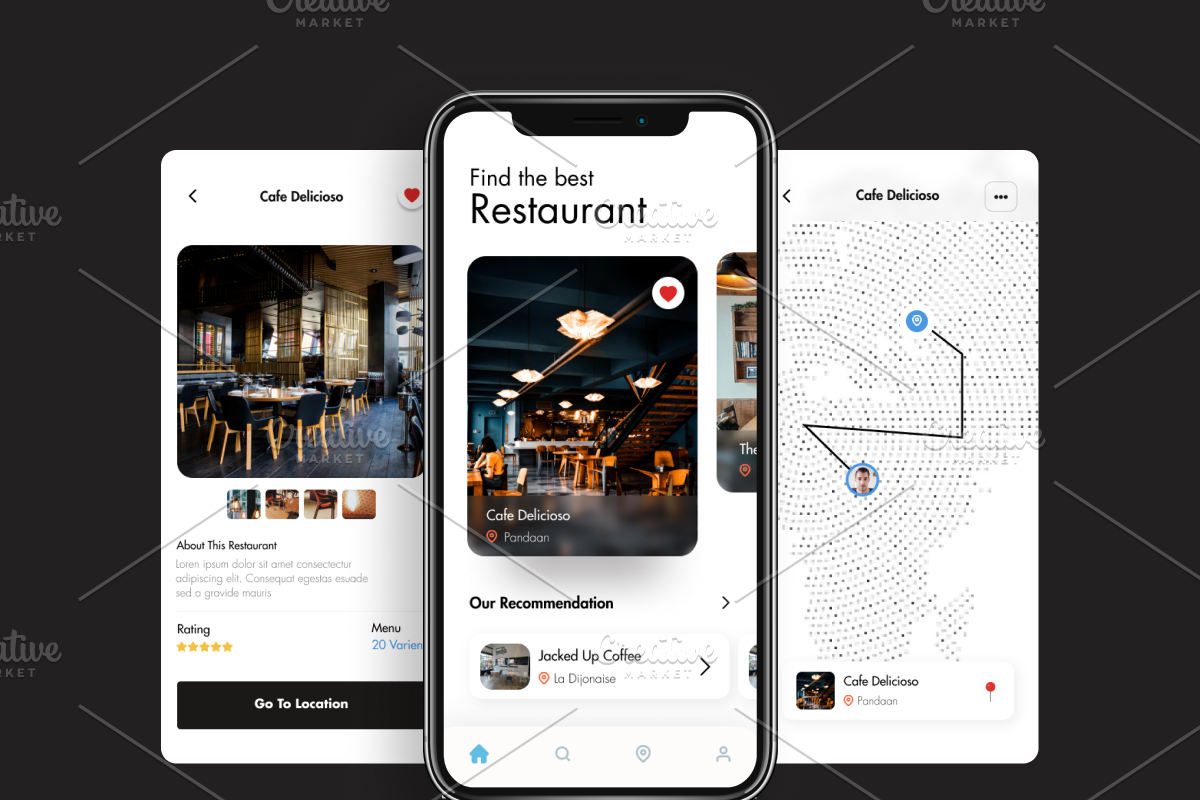 Restaurant Finder App Concept, an App Template by muneezahussain (Photo 1 of 2)
