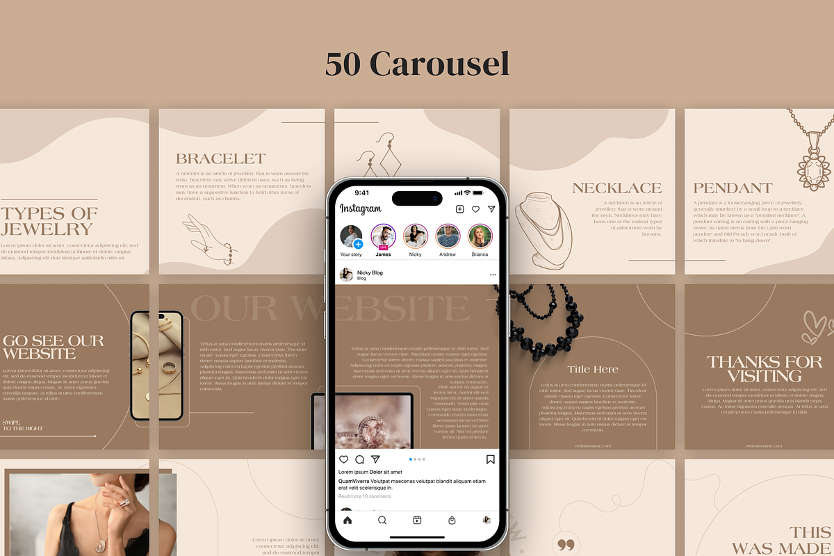 Jewelry Instagram Template for Canva, a Social Media Template by ...