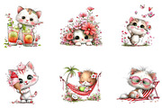 Whimsical Summer Cat Clipart, a Seasonal Illustration by CreationArt (Thumbnail 3 of 5)