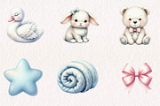 Watercolor Newborn Baby Clipart PNG, a Seasonal Illustration by CreationArt (Thumbnail 2 of 7)