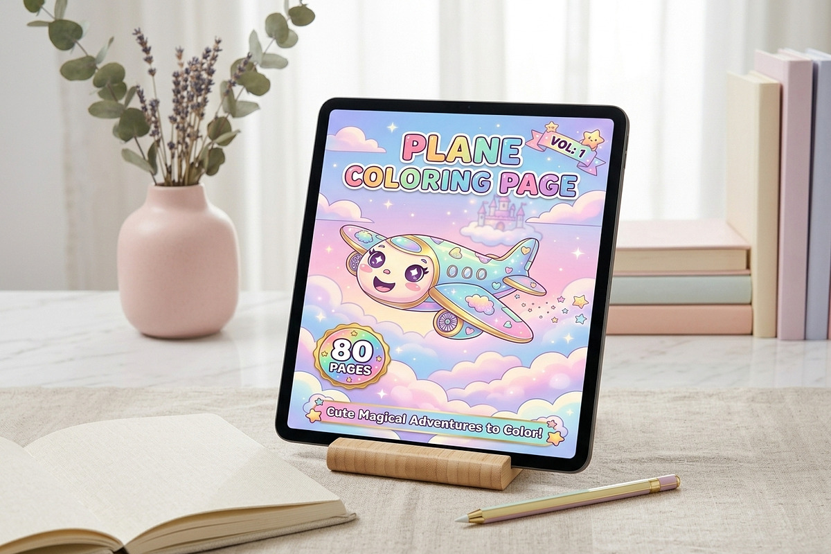 80 Plane Coloring Pages for Kids, a Transportation Illustration by ikarifq shop (Photo 3 of 5)