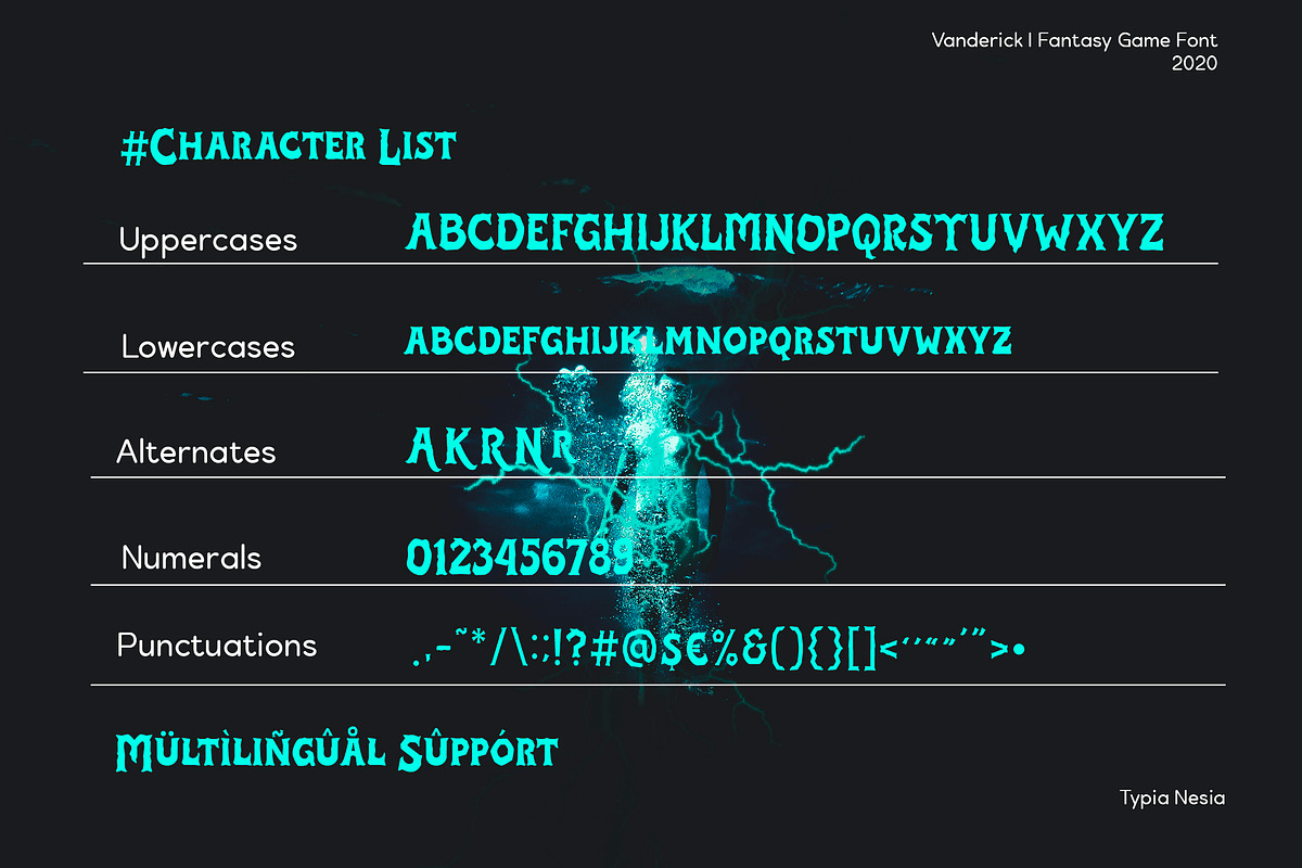 Vanderick - Fantasy Game Font, a Font by Typia Nesia (Photo 11 of 11)
