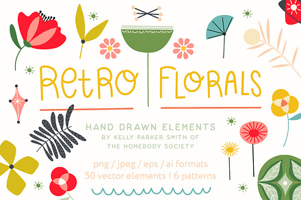 Retro Floral Vectors + Patterns