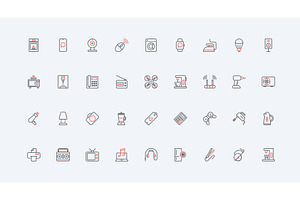Gadgets home electrical icons, an Object Illustration by Lemberg Vector