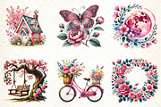 Pink Spring Clipart, an Illustration by DreamCafeArt (Thumbnail 2 of 5)