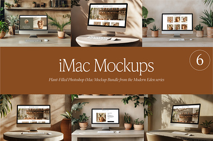 6 iMac Device Mockups for Photoshop