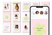 Pink and Green Instagram Post Bundle, a Social Media Template by Little Creative Scribbles (Thumbnail 2 of 5)