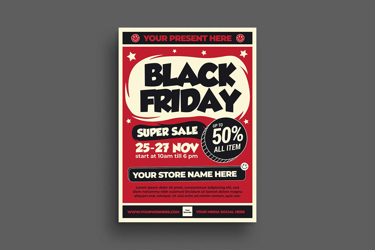 Retro Bold Black Friday Flyer, a Flyer Template by megarez (Photo 3 of 3)