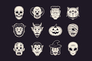 Vintage Monster Heads - 12 Icons, an Object Graphic by DenysHolovatiuk (Thumbnail 4 of 4)