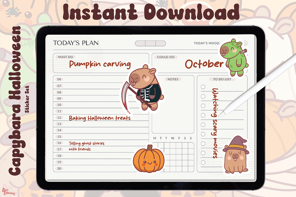 Capybara Halloween Sticker Set, a Graphic by Dori Debreceni draws (Photo 2 of 4)