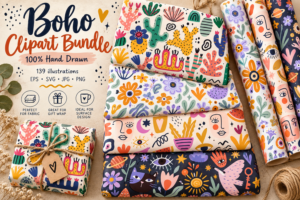 Boho Hand Drawn Clipart Bundle, a Decorative Illustration by Anna Studio (Photo 11 of 12)