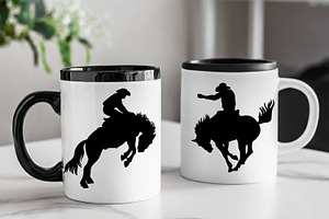 Rodeo Wild Horse Cowboy Silhouette