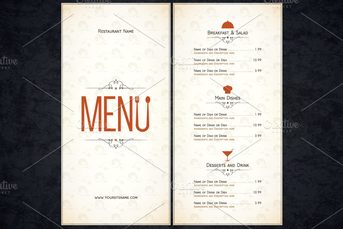 Restaurant menu template, a Card Template by Restaurant Menu & Logos
