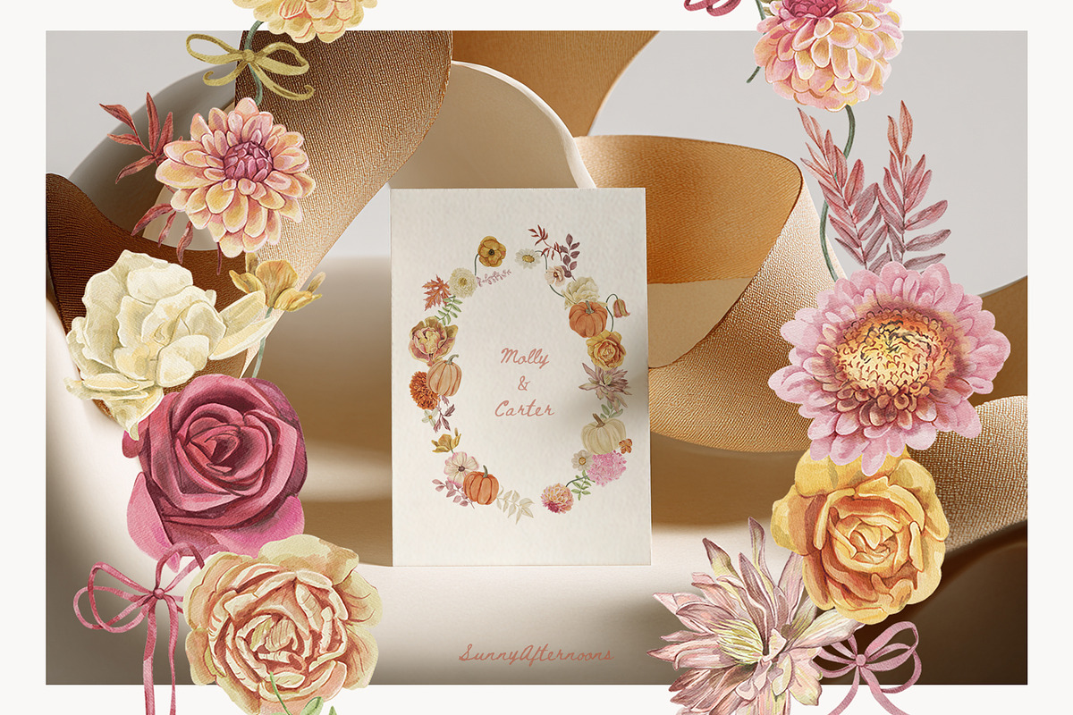 Autumn Garden floral watercolor fall, a Decorative Illustration by SunnyAfternoons (Photo 11 of 18)