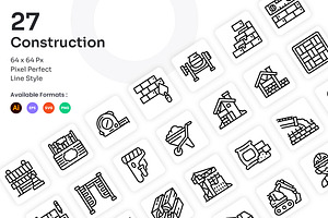 Construction Icons Set - Line, an Outline Icon by Kmg Design