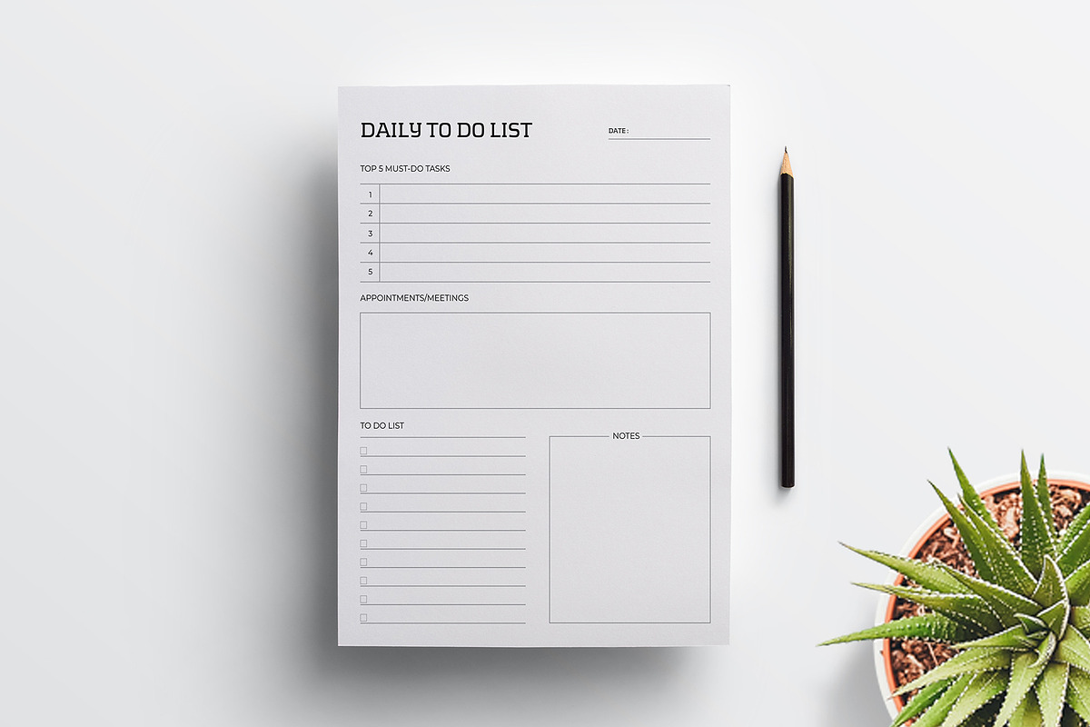 Editable Daily To Do List Planner, a Stationery Template by Mazharul Islam (Photo 2 of 3)