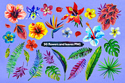 Watercolor Tropical Flowers, a Decorative Illustration by BLAZTIGRA (Thumbnail 4 of 6)