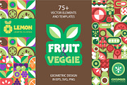Mosaic Fruit and Veggie. Eco Food, a Food Illustration by Lettering_Logo (Thumbnail 1 of 15)