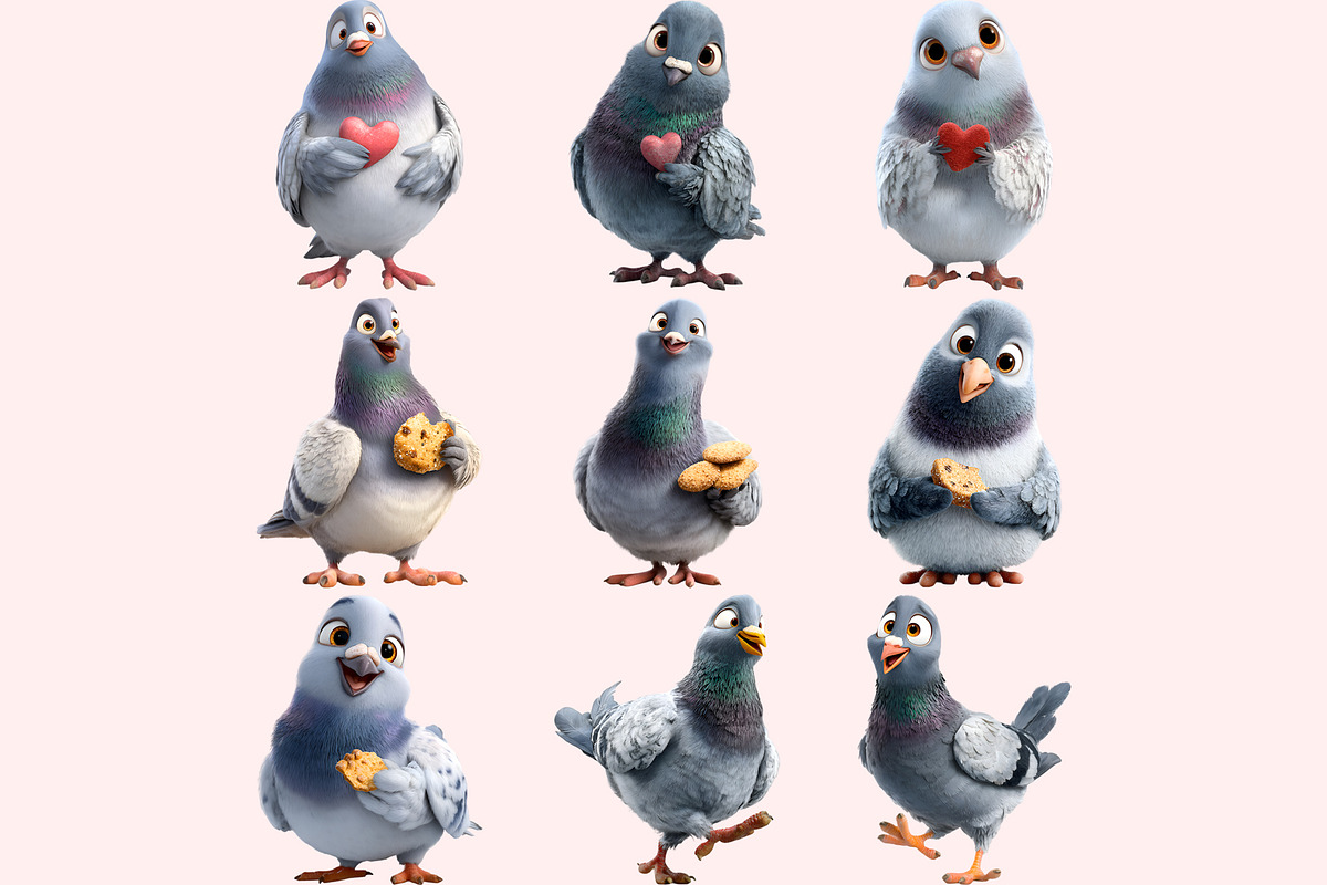 Pigeon PNG Clipart Bundle, a Graphic by M9 Design (Photo 5 of 9)
