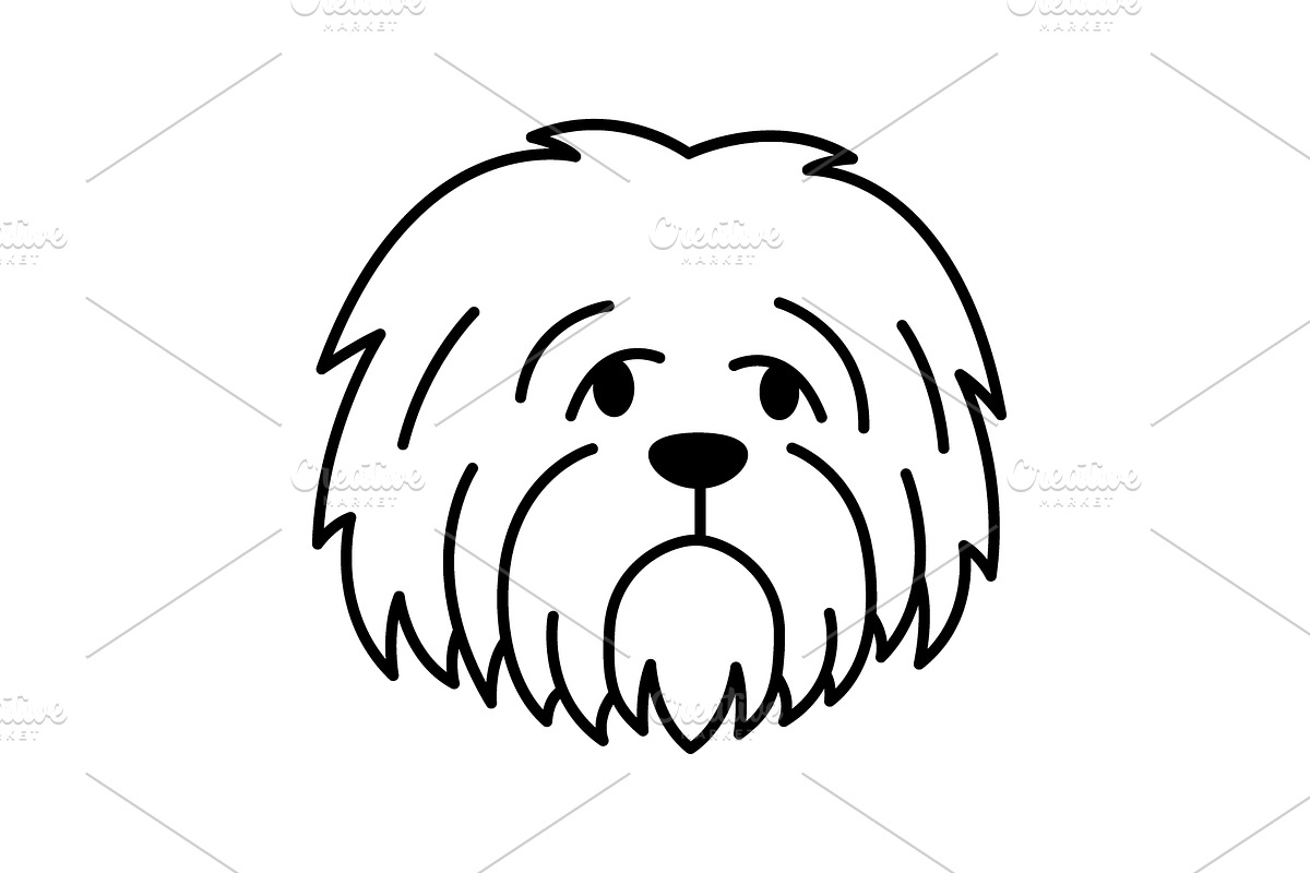 Fluffy dog cartoon face with long, an Animal Illustration by GraphiShop