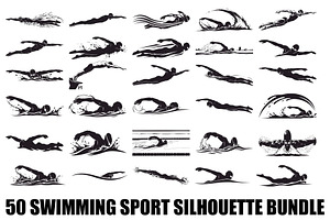 Swimming Sport Silhouette Vector Bun, an Illustration by jahid234
