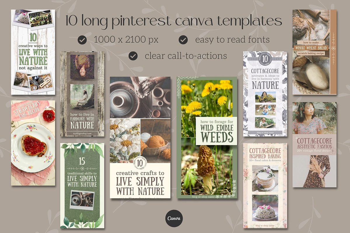 Sage Boho Pinterest Canva Templates, a Social Media Template by Made by Melody (Photo 3 of 7)