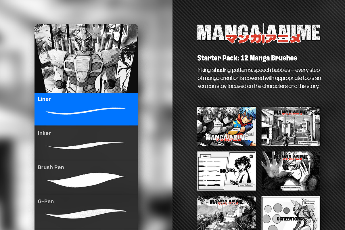 Manga Affinity Brushes Bundle, a Brush Add-On by brushapes.com (Photo 2 of 25)