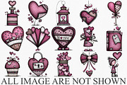 Whimsical Valentine Clipart Bundle, an Illustration by Canvas Craft (Thumbnail 3 of 6)