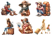 Traveler Girl Clipart Bundle, an Illustration by Designworld (Thumbnail 4 of 6)