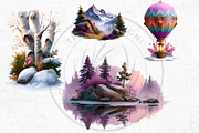 Watercolor Winter Scenes Cliparts, a Seasonal Illustration by ThatsDesignArt (Thumbnail 7 of 17)