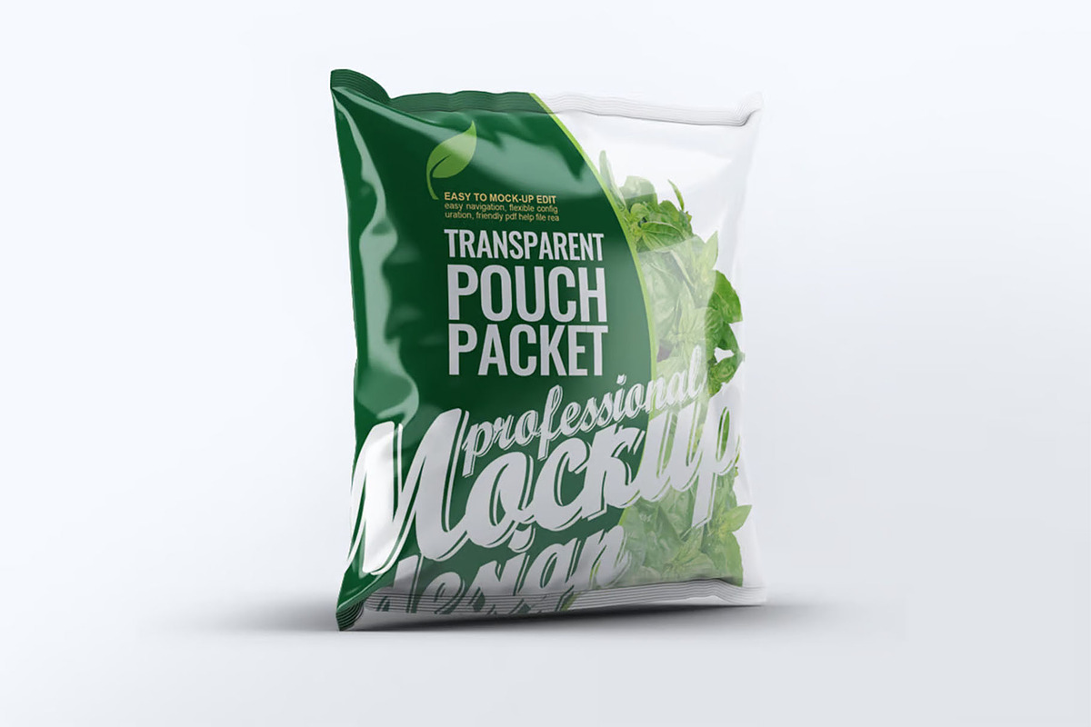Transparent Pouch Packet Mock-Up, a Packaging Mockup by DesignRushMarket (Photo 8 of 10)