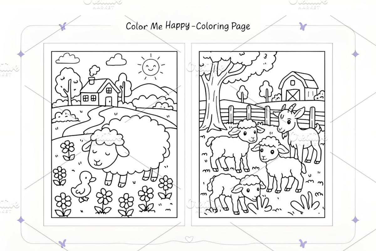 Cute Farm Animals Coloring Page, an Animal Illustration by Coco Bloom (Photo 4 of 4)