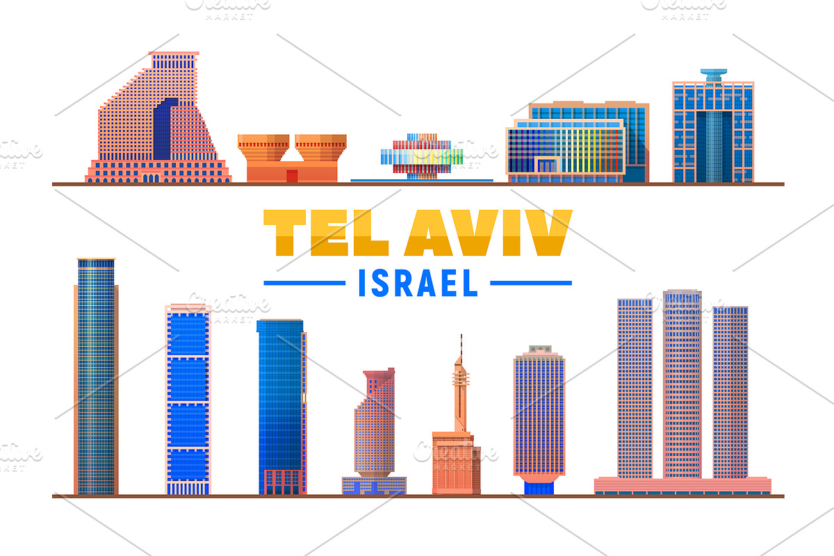 Tel Aviv Israel vector skyline, a Background Graphic by Sky and glass (Photo 7 of 7)