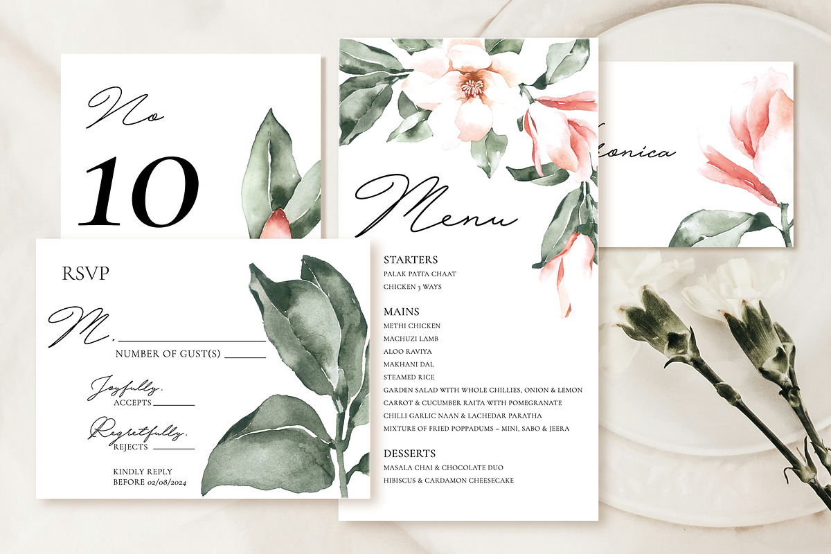 Pink Magnolia Wedding Invitation, an Invitation Template by Artberriez (Photo 2 of 5)