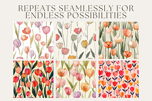 24 Tulip Seamless Pattern Bundle