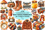 Retro Autumn Sublimation Clipart, an Illustration by Craft Nest (Thumbnail 1 of 6)